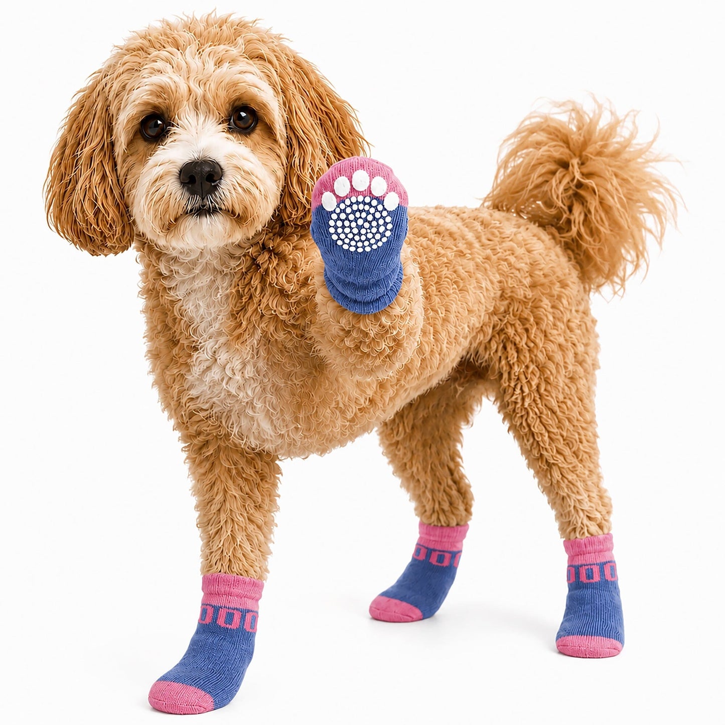 Pet Life ® Anti-Slip Rubberized Gripped Breathable Stretch Pet Dog Socks - Set of 4