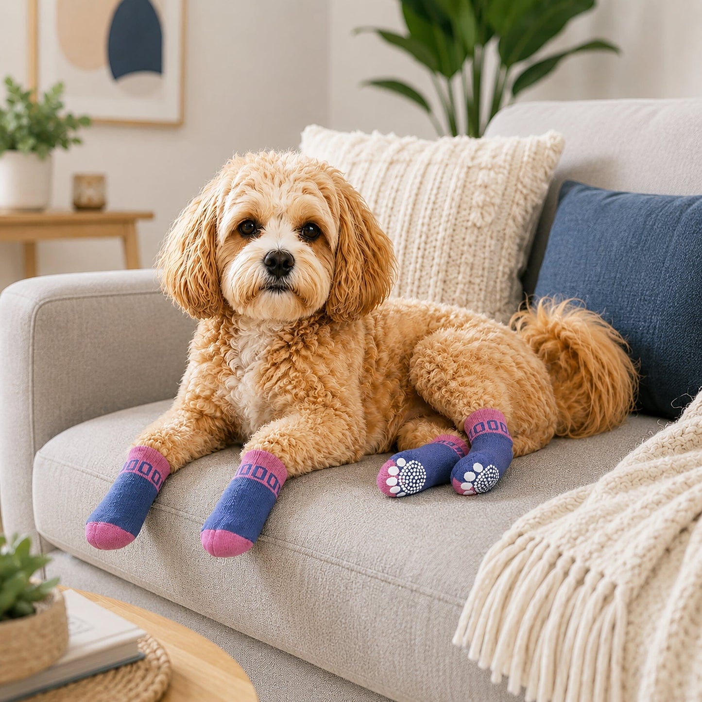 Pet Life ® Anti-Slip Rubberized Gripped Breathable Stretch Pet Dog Socks - Set of 4