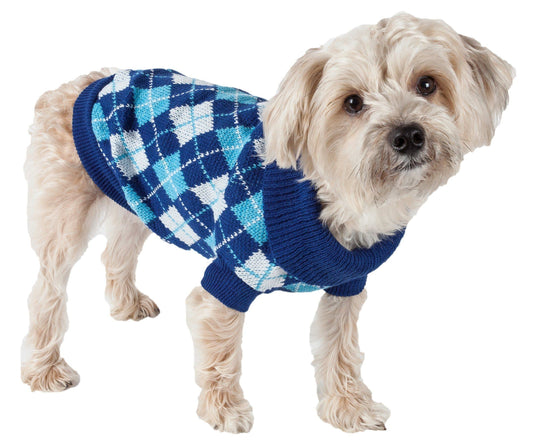 Pet Life ® 'Argyle Style' Ribbed Knitted Fashion Designer Dog Sweater - Main Feature View | Majestic Pet Kingdom