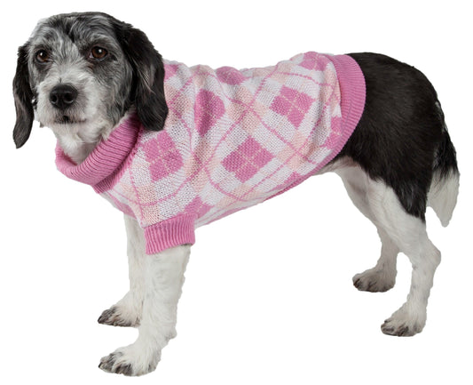 Pet Life ® 'Argyle Style' Ribbed Knitted Fashion Designer Dog Sweater - Detail Angle 2 | Majestic Pet Kingdom