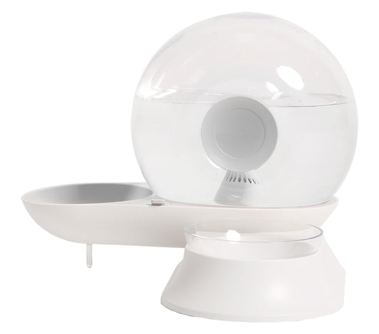 Pet Water Fountain Auto-Myst Snail Shaped 2-in-1 Auto Feeder