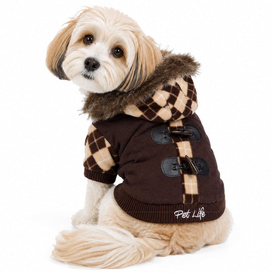 dog-suede-coat-3m-insulated-argyle-pattern-hooded-jacket-luxury-view-1 | Majestic Pet Kingdom