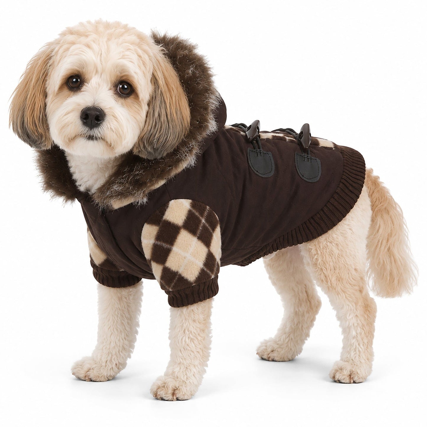Pet Life ® 'Aygyle Style' 3M Insulated Designer Patterned Suede Dog Coat w/ Removable Hood
