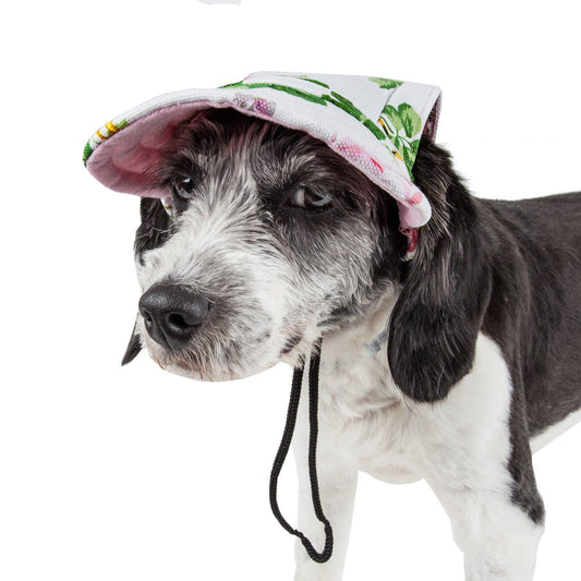 dog-sun-hat-floral-botanic-uv-protection-adjustable-sun-cap-luxury-view-1 | Majestic Pet Kingdom