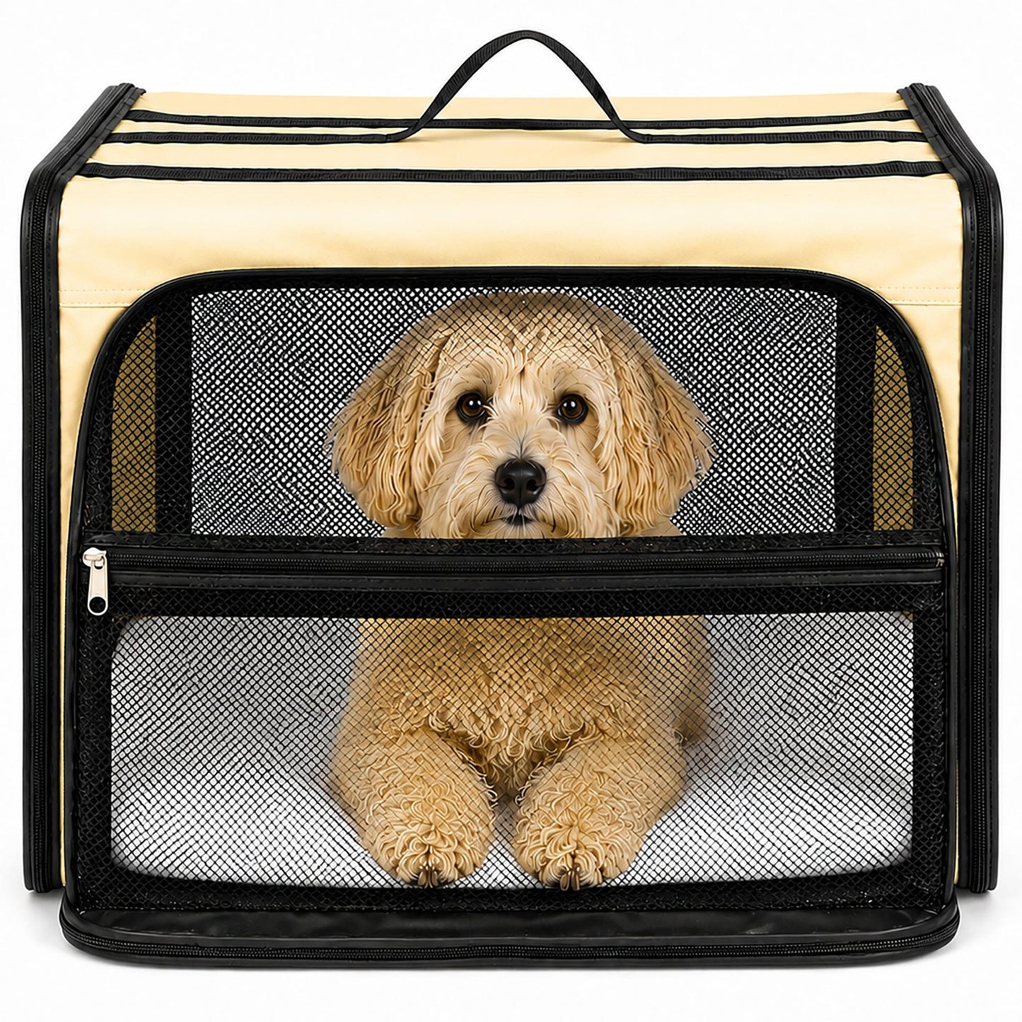 Pet Life ® 'Capacious' Dual-Sided Expandable Spacious Wire Folding Collapsible Lightweight Pet Dog Crate Carrier House
