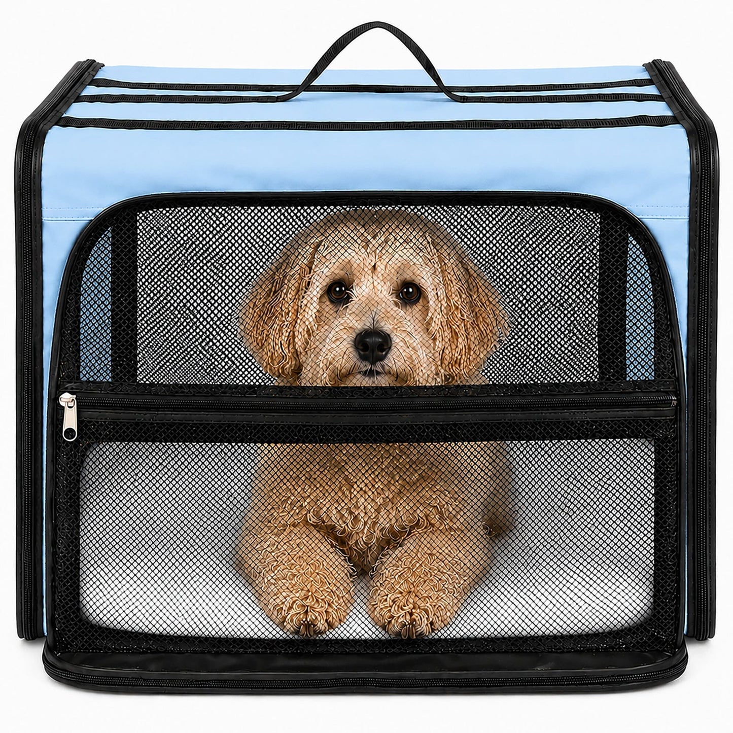 Pet Life ® 'Capacious' Dual-Sided Expandable Spacious Wire Folding Collapsible Lightweight Pet Dog Crate Carrier House