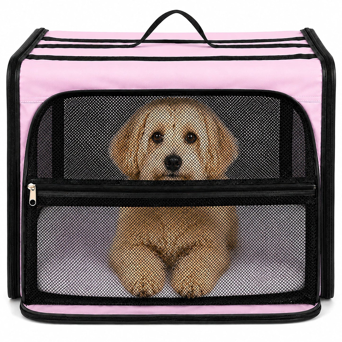 Pet Life ® 'Capacious' Dual-Sided Expandable Spacious Wire Folding Collapsible Lightweight Pet Dog Crate Carrier House