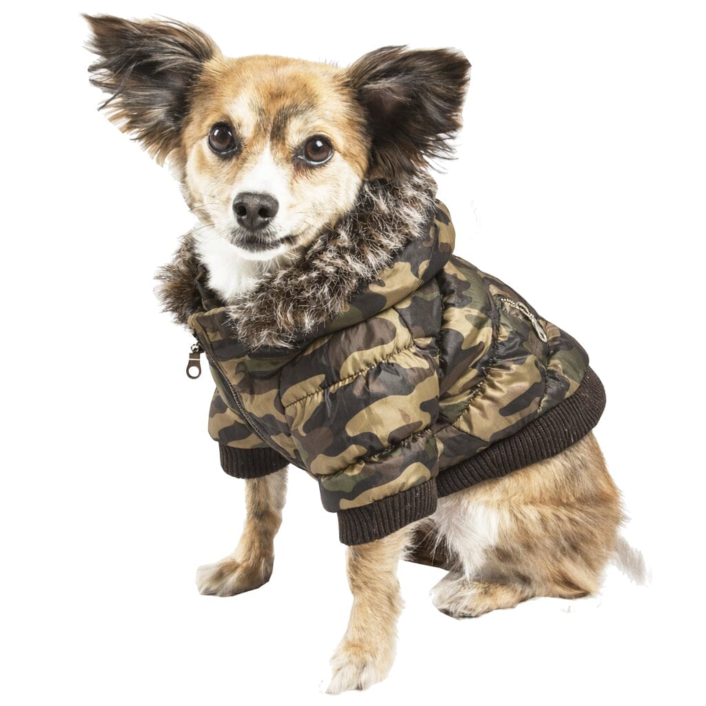 Pet Life ® Classic Metallic Fashion 3M Insulated Dog Coat Parka  w/ Removable Hood