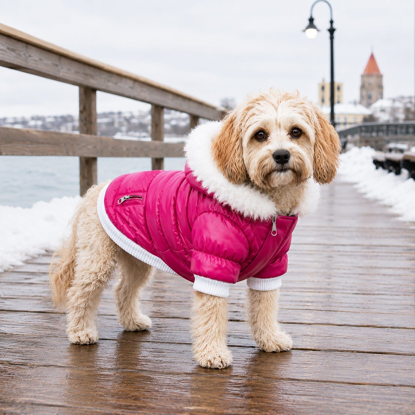 Pet Life ® Classic Metallic Fashion 3M Insulated Dog Coat Parka  w/ Removable Hood