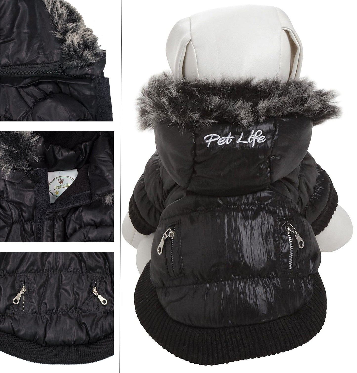 Pet Life ® Classic Metallic Fashion 3M Insulated Dog Coat Parka  w/ Removable Hood