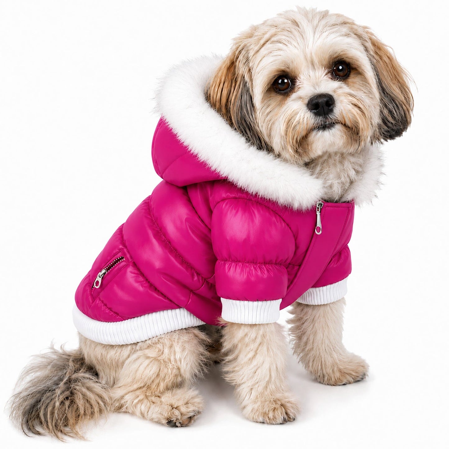 Pet Life ® Classic Metallic Fashion 3M Insulated Dog Coat Parka  w/ Removable Hood