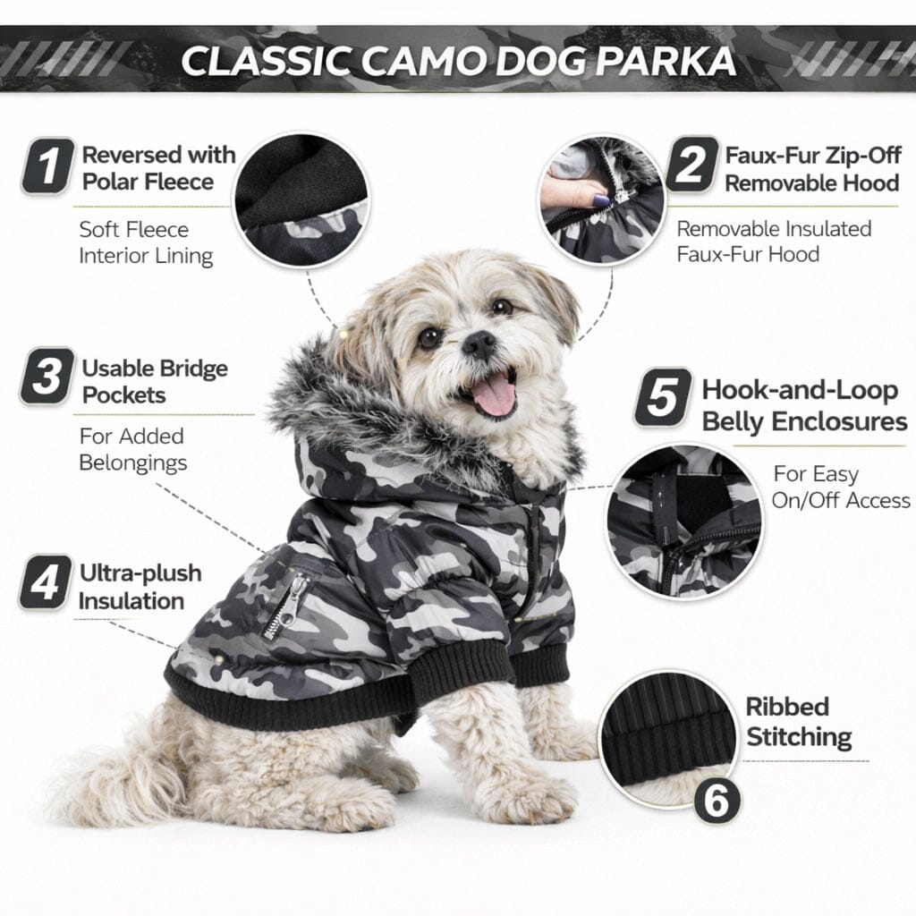 Pet Life ® Classic Metallic Fashion 3M Insulated Dog Coat Parka  w/ Removable Hood