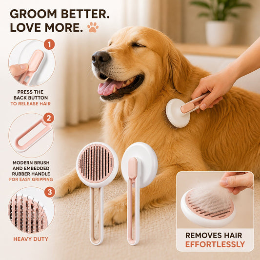'Concepto' Modern Bristle Grooming Pet Deshedder Comb