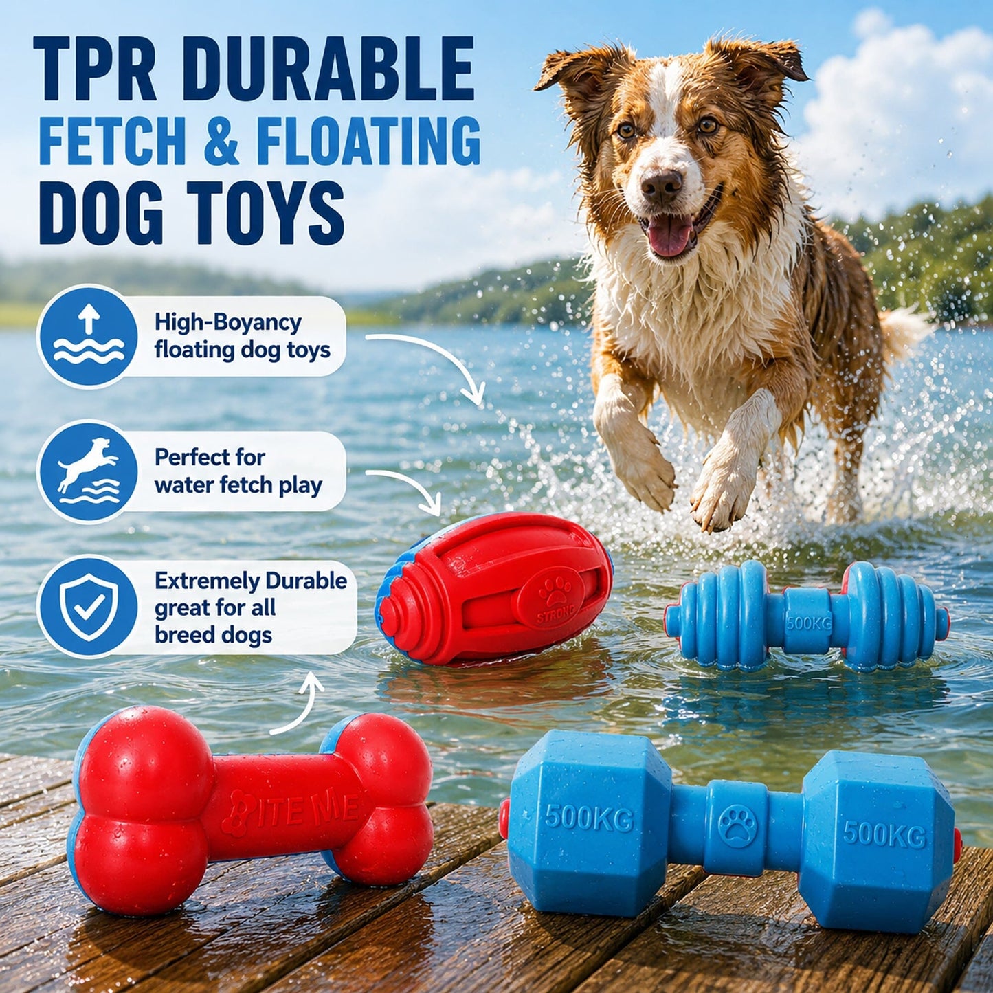 Pet Life ® 'Denta-Bone' TPR Durable Waterproof Floating Dog Toy