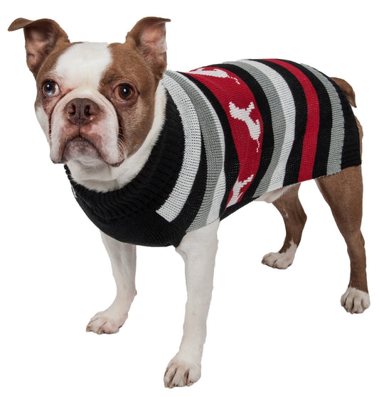 Pet Life ® Dog Patterned Fashion Striped Ribbed Turtle Neck Dog Sweater - Main Feature View | Majestic Pet Kingdom