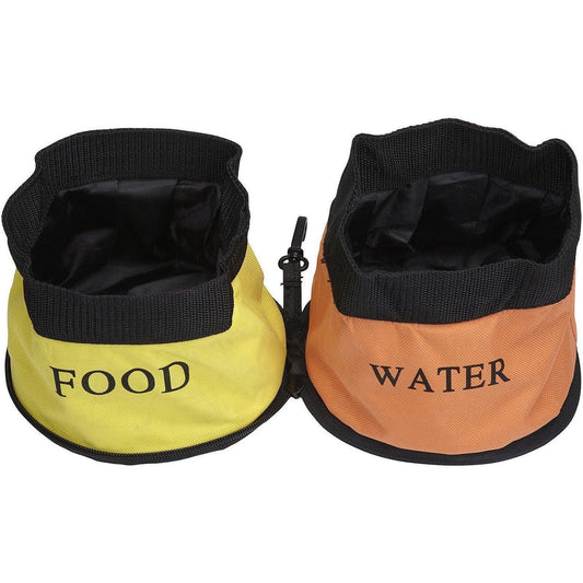 Dog Bowl Dual Folding Collapsible Silicone Food Water Travel Dish