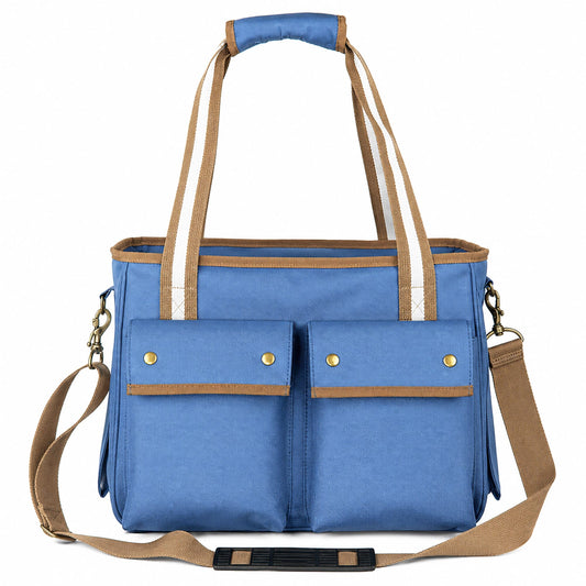 Dual Snap Pocketed Fashion Designer Canvas Travel Pet Dog Carrier