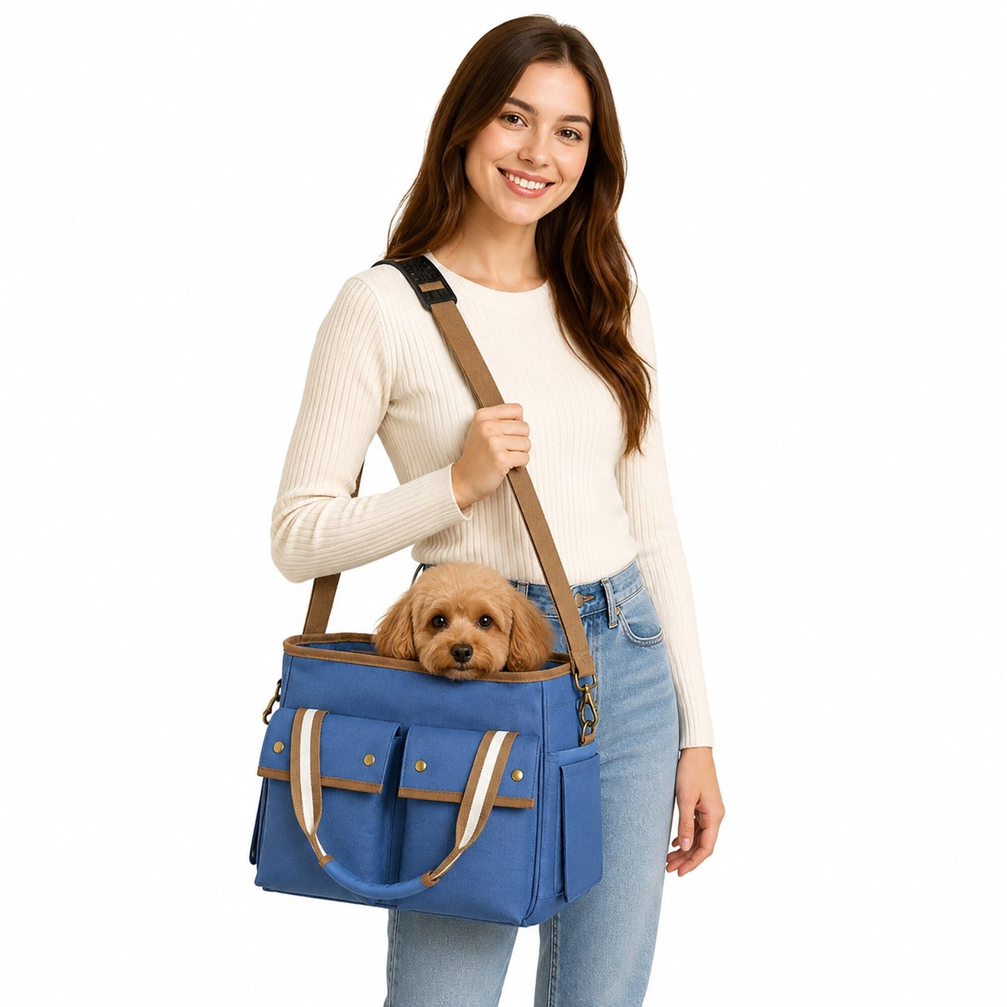 Pet Life ® Dual Snap Pocketed Fashion Designer Canvas Travel Pet Dog Carrier