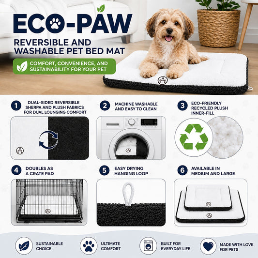 'Eco-Paw' Reversible Eco-Friendly Recyclabled Polyfill Fashion Designer Pet Dog Bed Mat Lounge