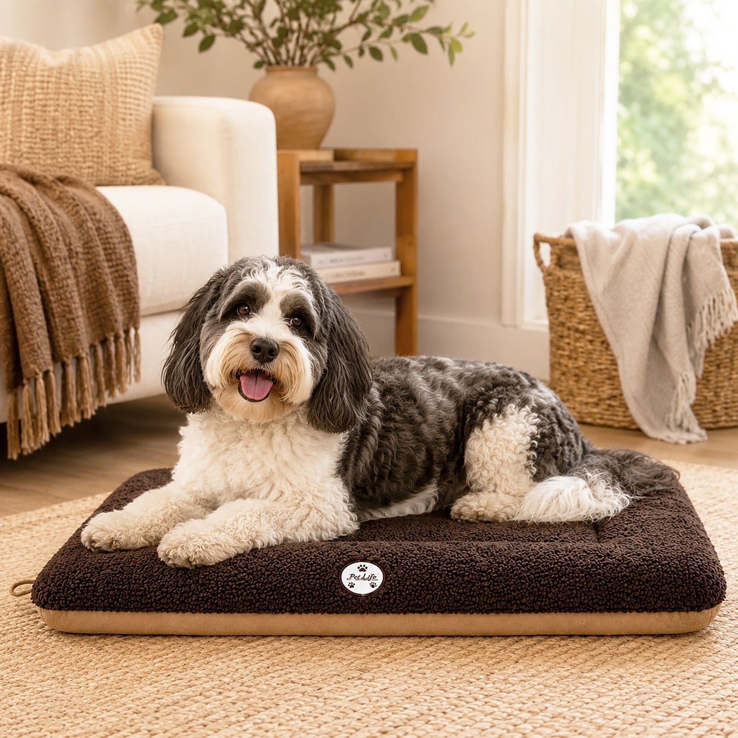 Pet Life ® 'Eco-Paw' Reversible Eco-Friendly Recyclabled Polyfill Fashion Designer Pet Dog Bed Mat Lounge