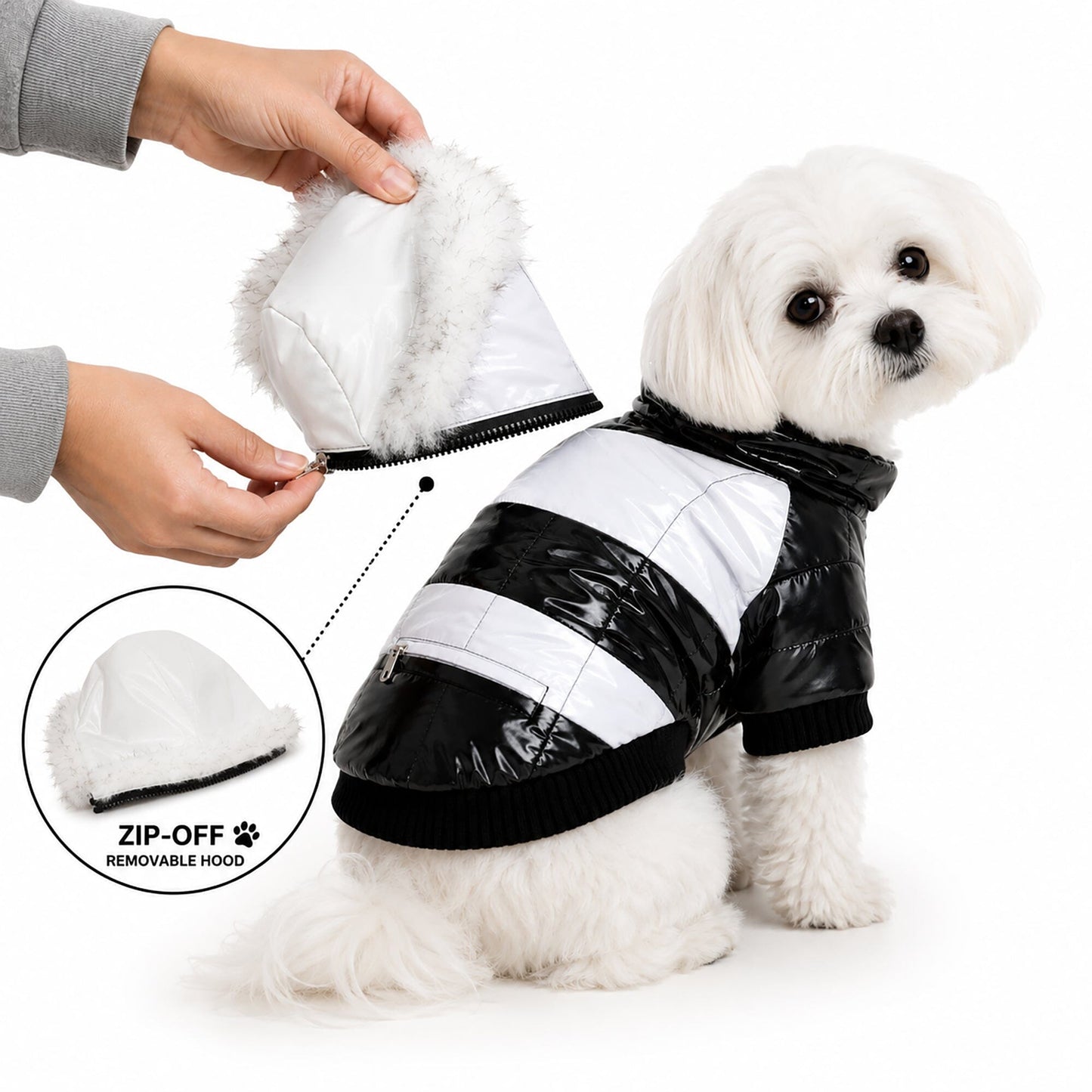 Pet Life ® Fashion Striped 3M Insulated Ultra-Plush Pet Dog Parka Coat w/ Removable Hood