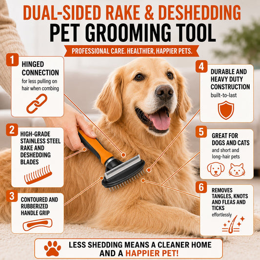 Flex Series 2-in-1 Dual-Sided Grooming Undercoat Pet Rake and Deshedder