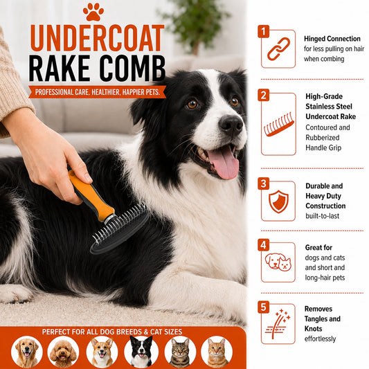 Flex Series Undercoat Dematter Grooming Pet Rake