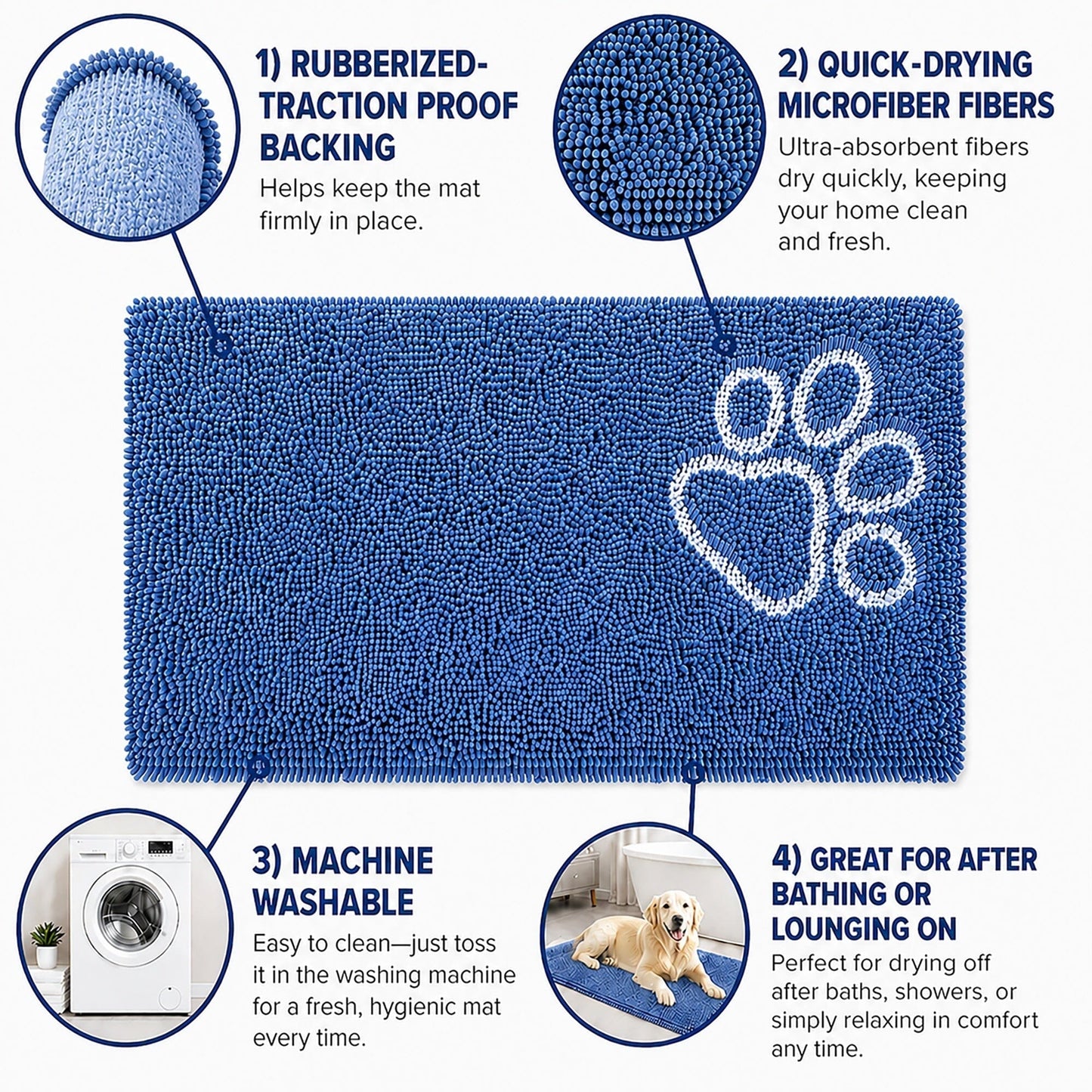 Pet Life ® 'Fuzzy' Quick-Drying Anti-Skid and Machine Washable Dog Mat