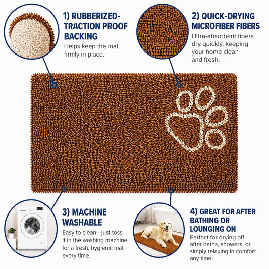 'Fuzzy' Quick-Drying Anti-Skid and Machine Washable Dog Mat