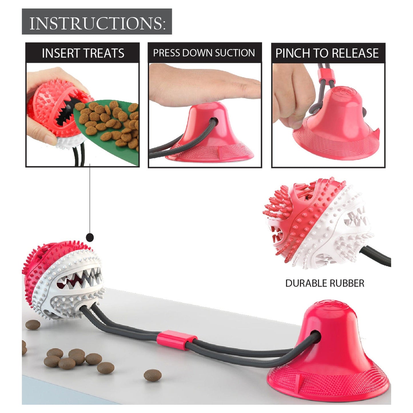 Pet Life ® 'Grip N' Play' Treat Dispensing Ball Shaped Suction Cup Dog Toy