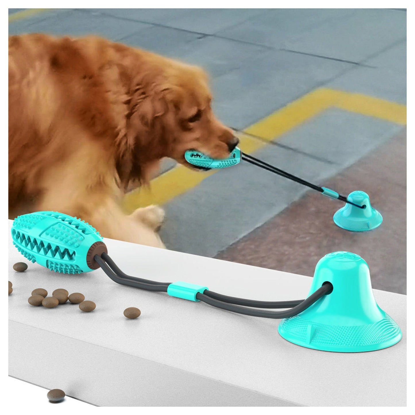Pet Life ® 'Grip N' Play' Treat Dispensing Football Shaped Suction Cup Dog Toy