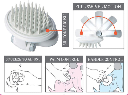 Pet Bath Brush Gyrater Swivel Travel Silicone Massage Comb