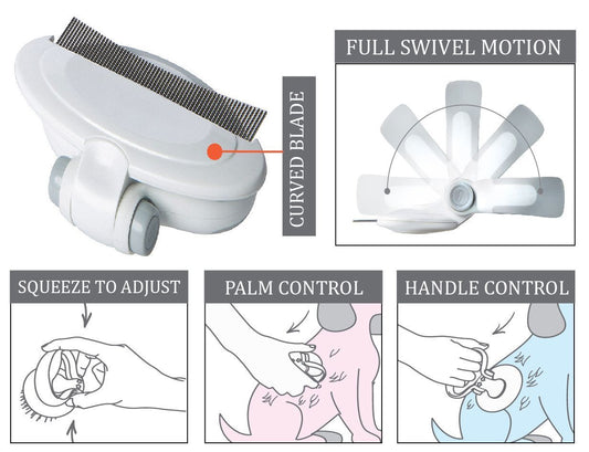 'Gyrater' Travel Swivel Curved Pet Grooming Pin Comb