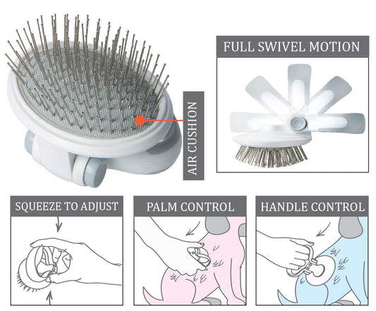 'Gyrater' Travel Swivel Pet Grooming Pin Brush