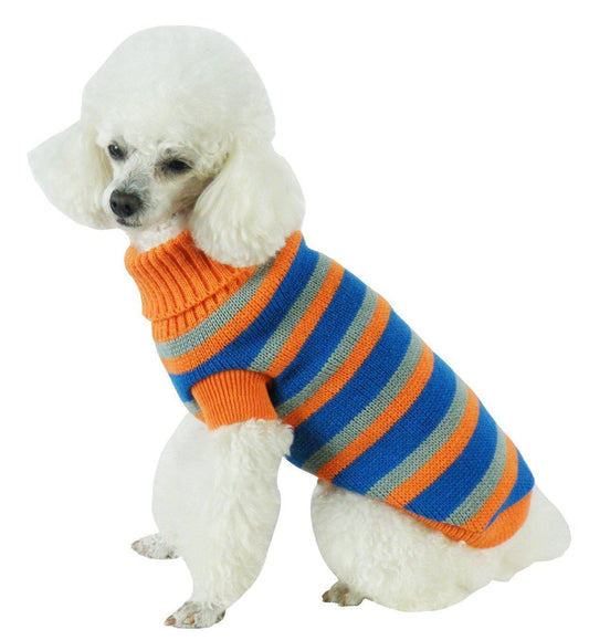 Pet Life ® Heavy Cable Knitted Striped Fashion Designer Polo Dog Sweater - Detail Angle 2 | Majestic Pet Kingdom