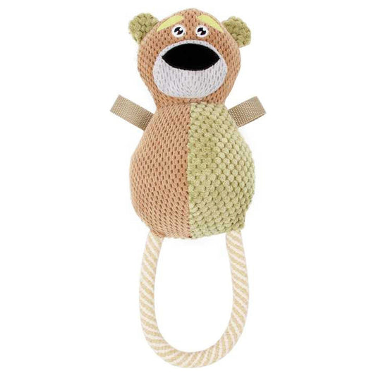 'Huggabear' Natural Jute Squeaking and Tug Plush Dog Toy