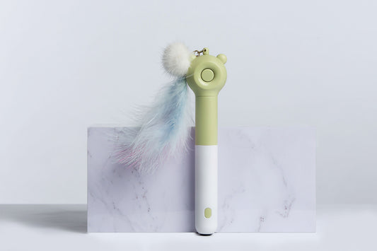 Cat Toy KITIQUE 3-in-1 Retractable Feather Laser Teaser Wand