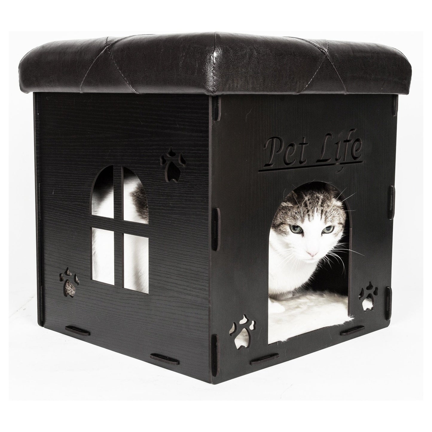 Pet Life ® 'Kitty Kallapse' Collapsible Folding Kitty Cat House Tree Bed Ottoman Bench Furniture