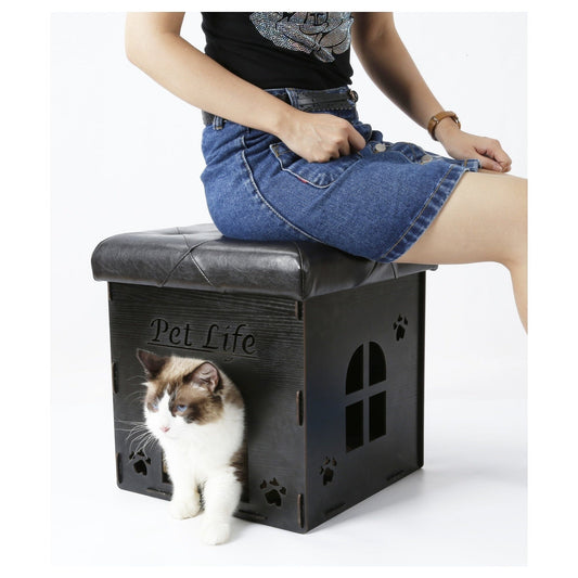 'Kitty Kallapse' Collapsible Folding Kitty Cat House Tree Bed Ottoman Bench Furniture