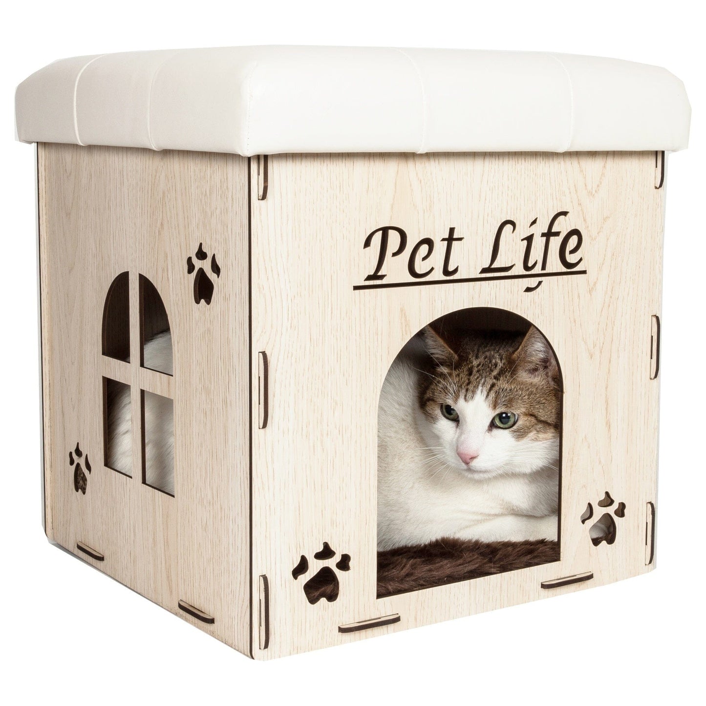 Pet Life ® 'Kitty Kallapse' Collapsible Folding Kitty Cat House Tree Bed Ottoman Bench Furniture