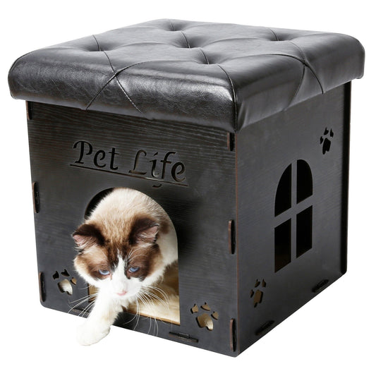 'Kitty Kallapse' Collapsible Folding Kitty Cat House Tree Bed Ottoman Bench Furniture