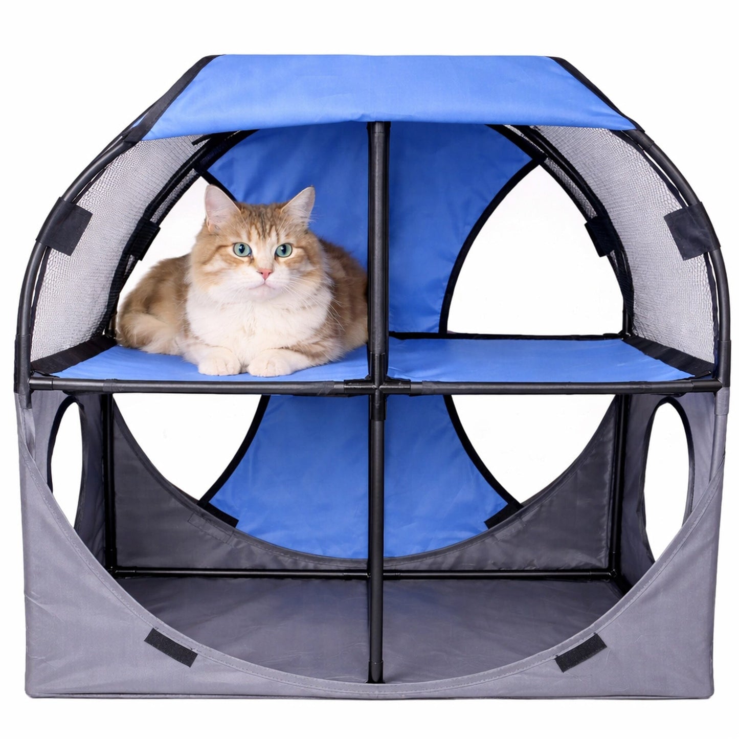 Pet Life ® 'Kitty-Play' Collapsible Travel Interactive Kitty Cat Tree Maze House Lounger Tunnel Lounge