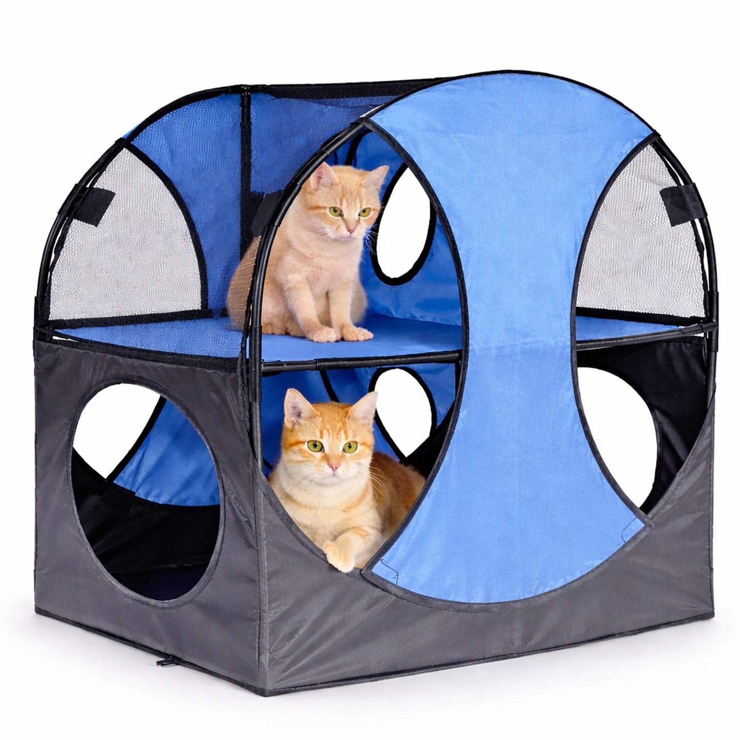 Pet Life ® 'Kitty-Play' Collapsible Travel Interactive Kitty Cat Tree Maze House Lounger Tunnel Lounge