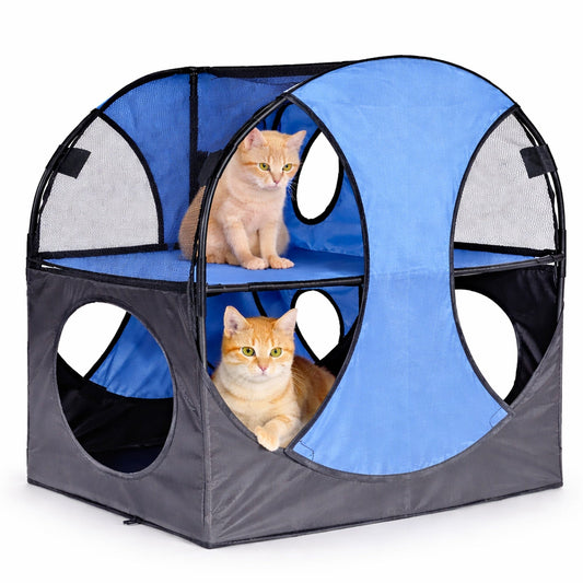 'Kitty-Play' Collapsible Travel Interactive Kitty Cat Tree Maze House Lounger Tunnel Lounge