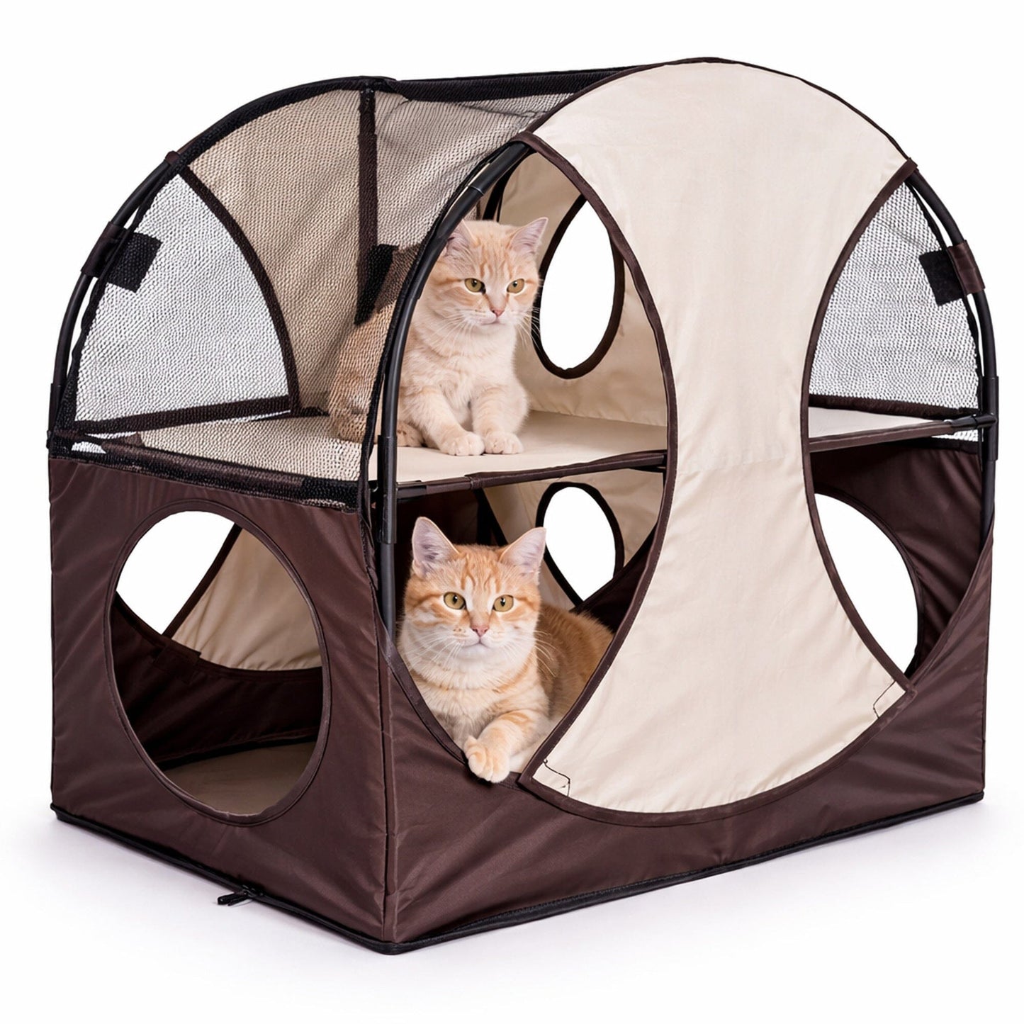Pet Life ® 'Kitty-Play' Collapsible Travel Interactive Kitty Cat Tree Maze House Lounger Tunnel Lounge