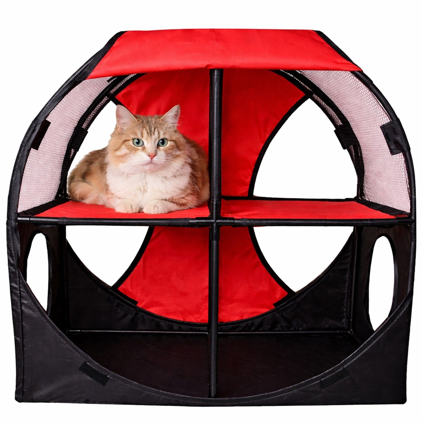 Pet Life ® 'Kitty-Play' Collapsible Travel Interactive Kitty Cat Tree Maze House Lounger Tunnel Lounge