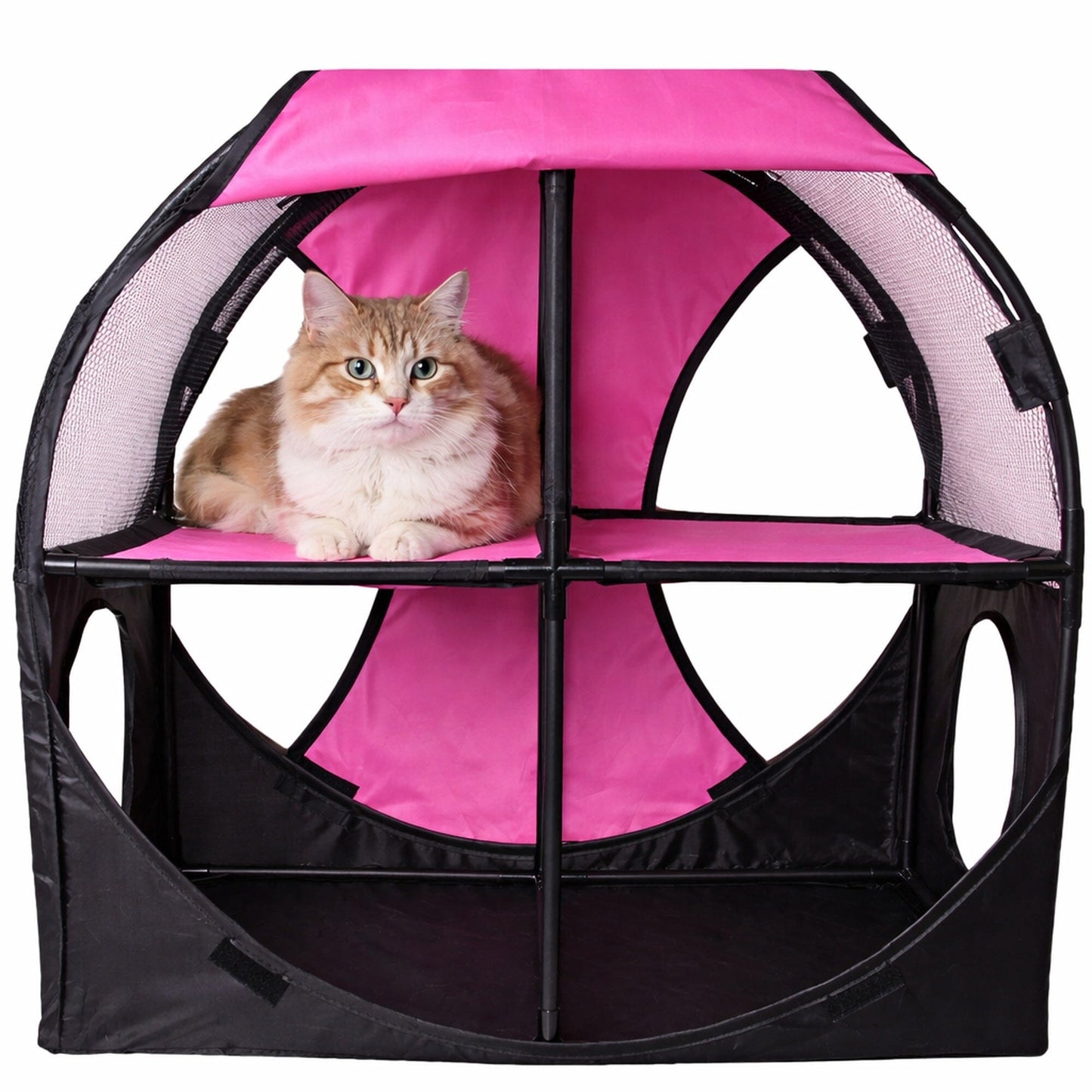 Pet Life ® 'Kitty-Play' Collapsible Travel Interactive Kitty Cat Tree Maze House Lounger Tunnel Lounge