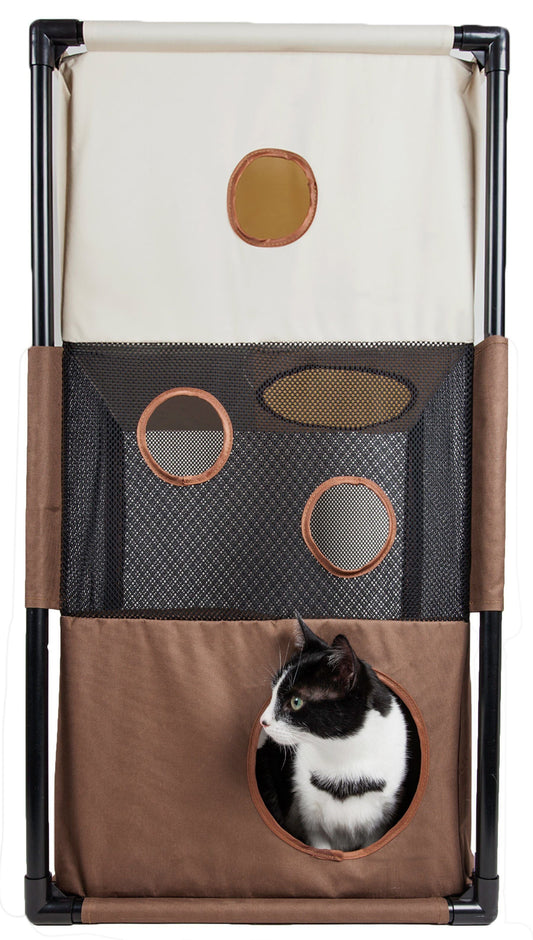 'Kitty-Square' Collapsible Travel Interactive Kitty Cat Tree Maze House Lounger Tunnel Lounge