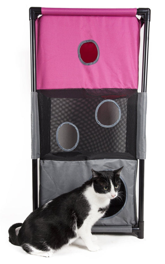 'Kitty-Square' Collapsible Travel Interactive Kitty Cat Tree Maze House Lounger Tunnel Lounge