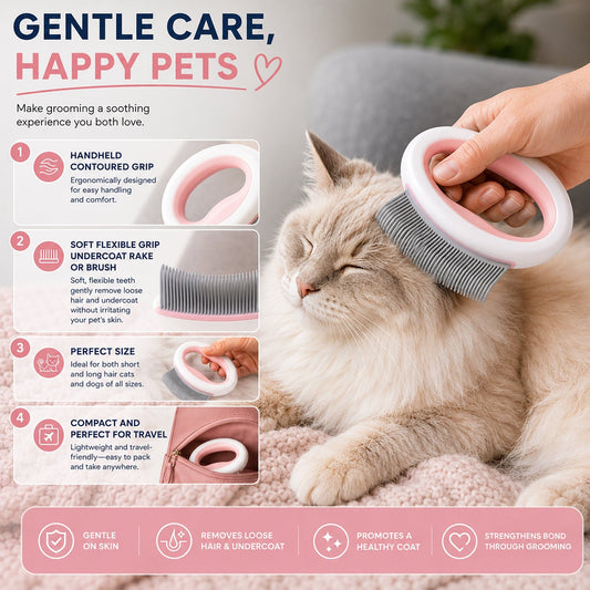 'Knuckler' Handheld Travel Flexible Grooming Pet Rake Comb